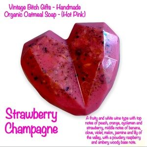 VintageBitch Gifts - Strawberry Champagne Organic Oatmeal Soap - (Hot Pink)